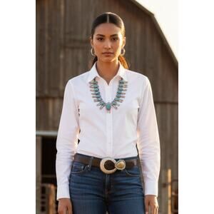 Chico’s Leather Slide Belt Brown Hammered Gold & Silver Oval Buckle M/L NWOT